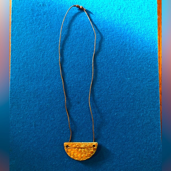 Glazed Ceramic Halfmoon Necklace - Picture 1 of 7